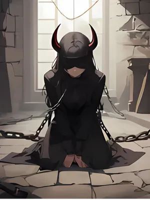 被锁链束缚的恶魔女孩